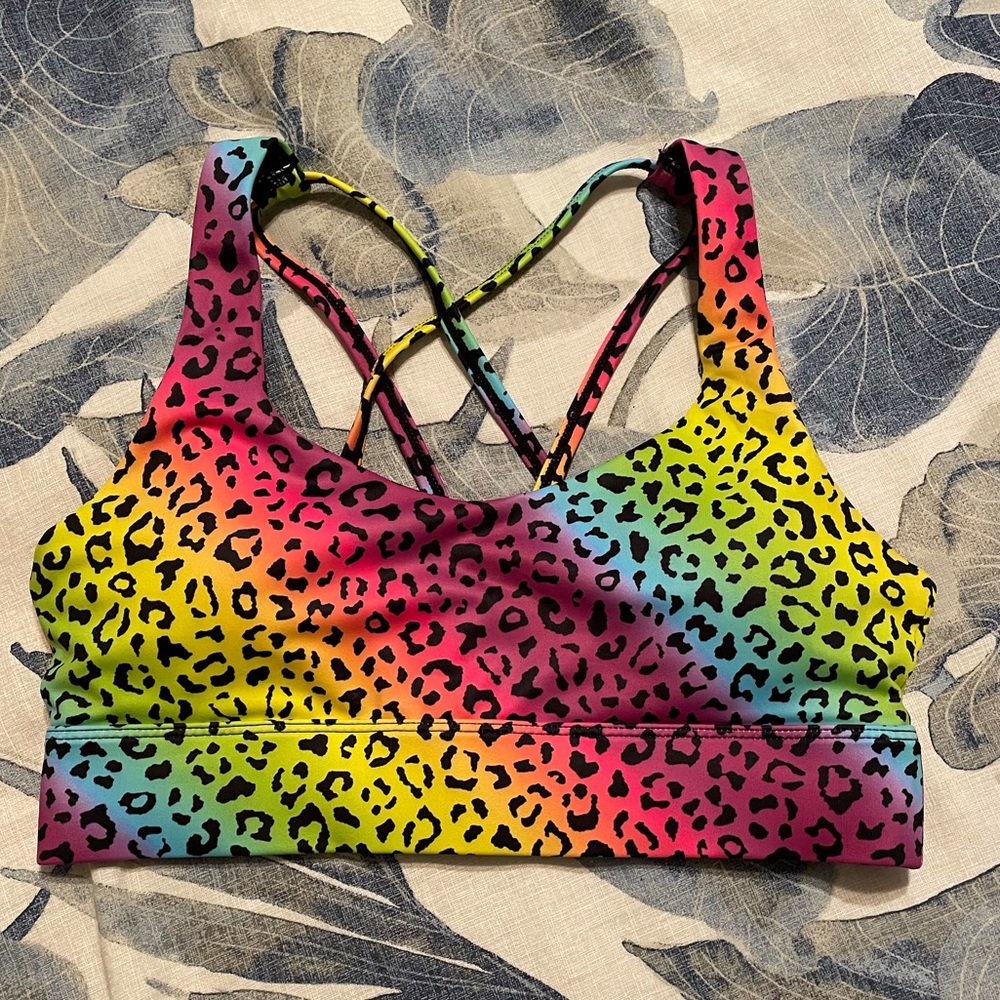 Ziya Rainbow Leopard Light and Tight Strappy Bra